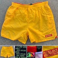 vintage Pipeline swim shorts 80s 90s nylon beach surf size L 36-38 | eBay Yellow Swim Trunks For Summer Surfing, Yellow Swim Trunks For Surfing In Summer, Yellow Summer Swim Trunks For Surfing, Retro Streetwear Shorts For Summer, Retro Summer Streetwear Shorts, Retro Short Swimwear For Summer, Summer Nylon Shorts For Streetwear, Retro Short Length Swimwear For Summer, Nylon Shorts For Summer Streetwear