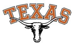 the texas longhorns logo is shown in orange and black on a white background