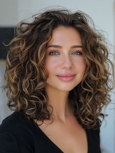 Medium Curly Hairstyles Guide and Styling Tips Mid Length Perm, Curly Hair Hairstyles Medium, Curly Medium Hairstyles, Curly Hairstyles Shoulder Length, Medium Hairstyles Women, Hairstyles Shoulder Length Hair, Curly Hair With Layers, Medium Curly Hairstyles, Hairstyles Shoulder Length