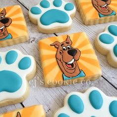 decorated cookies with dog images on them