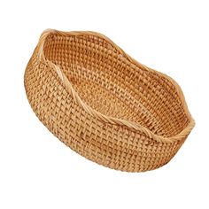 a woven basket is shown on a white background