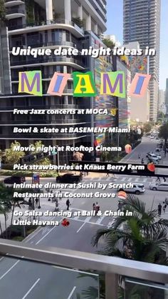 an image of a city street with the words miami on it and people walking around