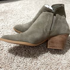 Brand New Gray Booties. Size 11. These Are An Amazing Shoe For Any Capsule Wardrobe! Never Worn. Still Come With Dust Bag. Bundle For A Discount Casual Slip-on Booties With Stacked Heel, Casual Suede High Heel Booties, Casual Medium Width Booties With Block Heel, Casual Medium Width Booties For Spring, Casual Suede Spring Booties, Casual Slip-on Booties For Spring, Spring Casual Slip-on Booties, Spring Suede Slip-on Booties, Casual Suede Booties For Spring