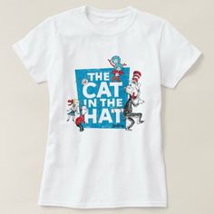 Dr. Seuss | The Cat in the Hat Logo - Characters T-Shirt - tap, personalize, buy right now! #TShirt  #dr #seuss #the #cat #in Dr Seuss Shirts, Logo Character, Womens Basic, Hats Vintage