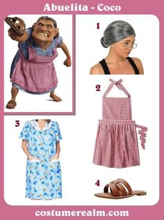 an image of costumes for adults and children in the style of disney's character