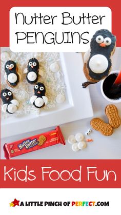 If you are a fan of peanut butter, cookies, and penguins then you are going to love today’s tutorial showing how to decorate Nutter Butter cookies to look like cute black and white penguins in two easy steps. Super cute cookie decorating for kids party or Christmas event Penguin Snacks For Kids, Cookie Decorating For Kids, Winter Snacks, Kids Holidays, Nutter Butter Cookies, Nutter Butter