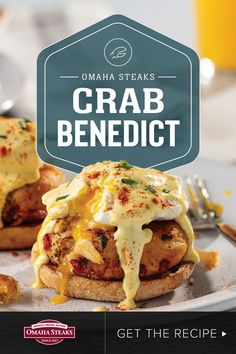 Omaha Steaks Crab Benedict Crab Benedict Recipe, Crab Benedict, Chicken White Wine Sauce, Benedict Recipe, Crab Cake