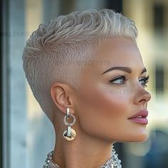 Clémence on Instagram: "Short hair ideas...  #virtualhairdresser #aicreation #shorthair #shorthaircut #shorthairstyle #pixiecut #cabelocurto #kurzehaare #ショートヘア #cheveuxcourts #goshort #keepshorthair #shorterisbetter #girlswithshorthair #cabellocorto #shorthairlove #haircutting #haircut #hairstyleideas #cutitshort #barberforwomen #shorthairedwomen #shorthairdontcare" Shaved Head Hairstyles For Women, Short Hairstyle White Women, Short Hair Pompadour Women, Super Short Blonde Pixie, Pink Buzzcut Woman, Short Haircuts For Women With Fine Hair, Edgy Short Hair For Women Over 50, Very Short Hair Women, Side Part Pixie Haircut