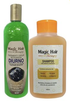 Magic Hair Therapy Intense Growth Shampoo & Day treatment Combo. Magic Hair Therapy Intense Growth Shampoo, Conditioner & Day treatment Combo. DAY TREATMENT (500ml content) It is made with avocado containing collagen, natural keratin, yogurt, hydrolyzed placenta and a variety of natural ingredients that will strengthen your hair strand and your hair will grow much faster! The combo includes: SHAMPOO INTENSIVE GROWTH (16.9 fl. Oz.) INTENSIVE DAY TREATMENT (16.9 fl. Oz.) BENEFITS: * ACCELERATES GR Turmeric Juice, Hair Therapy, Magic Hair, Hair Strand, Shampoo Conditioner, Juicing Recipes, Diet And Nutrition, Keratin, 16 9