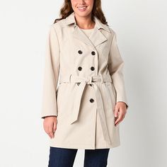 This Liz Claiborne women's softshell trench jacket is a versatile and stylish addition to your wardrobe for the cooler months. Made from a lightweight woven fabric for a fitted-fit, it features a notch lapel, long sleeves, two front slip pockets, a button-front, and a belted waist that accentuates the figure. Wear it with jeans and boots for a chic look.Features: BeltedClosure Type: ButtonFit: FittedPockets: 2 Front Slip PocketsSleeve Length: Long SleeveWarmth Factor: LightweightApparel Length: Affordable Khaki Outerwear With Button Closure, Beige Relaxed Fit Utility Jacket With Button Closure, Khaki Gabardine Outerwear With Button Closure, Womens Utility Jacket L.l.bean, Womens Rain Jacket L.l.bean, Trench Jacket, Soft Shell Jacket, Liz Claiborne, Belts For Women