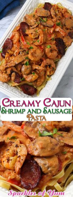 creamy cajun shrimp and sausage pasta is an easy weeknight dinner that's ready in under 30 minutes