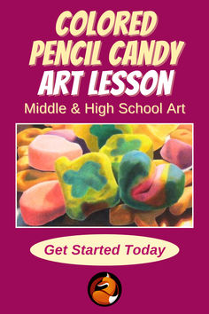 the cover of colored pencil candy art lesson