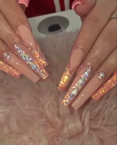 Pink Long Acrylic, Nails Coffin Long, Diamond Nail Art, Long Acrylic Nail Designs, Drip Nails, Nails Design With Rhinestones, Cute Acrylic Nail Designs, Classy Acrylic Nails, Long Acrylic Nails Coffin