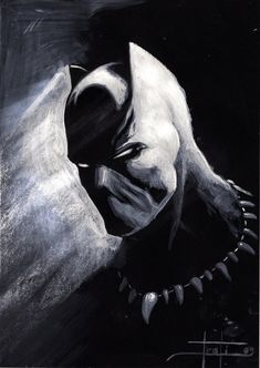 a black and white drawing of the dark knight in batman's mask with his hands on his chest