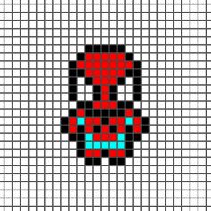 an image of a pixellated character in red and black