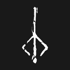 the logo for an upcoming video game, black and white with arrows pointing up to it