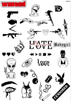 various stickers that say love and hate