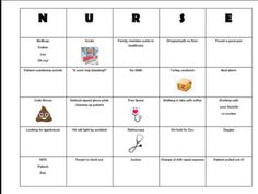 an image of a game with words and pictures for the word nurse on it's board