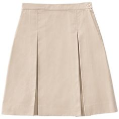 A Traditional knee-length skirt in stretch twill for added comfort. This skirt also features an adjustable interior waistband for the perfect fit with front and back pleats, a side seam pocket on wears right, side zip closure and a generous 2" hem for lengthening. Size: 16h.  Color: Beige.  Gender: female.  Age Group: kids. Kick Pleat Skirt, School Uniform Skirts, School Skirt, Beige Skirt, Khaki Skirt, Pleat Skirt, Suspender Skirt, School Dresses, Golf Skirts