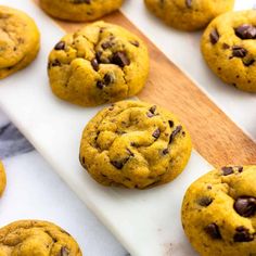 chocolate chip cookies on a cutting board