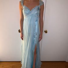 Light Blue Jovani Gown, Size 2-4. Never Worn, In Decent Condition. Stain On The Front Of The Gown. Never Altered Dresses Light Blue, Jovani Gown, Jovani Dresses, Prom Colors, Checks, Color Blue, Prom Dresses, Size 2, Light Blue