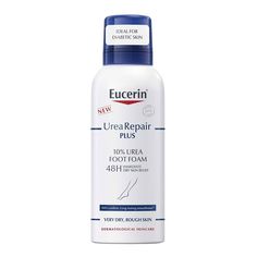 Eucerin UreaRepair PLUS 10% Urea Foot Foam has been created to provide a targeted approach to dry and rough skin on the feet and allow for immediate relief. It has been formulated with intensively moisturising ingredients like Urea to strengthen the skin barrier while preventing moisture loss. Additionally it contains Dexpanthenol and Decanediol which help regenerate the skin and reduce the microorganisms responsible for fungal infections. The formula has been clinically and dermatologically proven to deliver immediate relief and intense, long-lasting moisturisation, delaying dryness and roughness for up to 48 hours. Skin feels smooth and soft while thickened skin and callouses are reduced. Product Benefits: - Ultra-light foam texture. - Contains Natural Moisturising Factors. - Non-irritat Eucerin Body Wash, Eucerin Repair, Eucerin Urea Repair Plus, Eucerin Original Healing Cream, Fungal Infection, Rough Skin, Dry Skin, Body Lotion