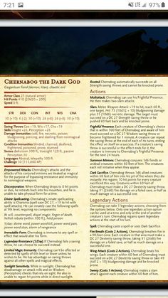 an image of a website page for the dark god