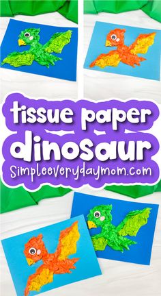 tissue paper dinosaur craft for kids to make