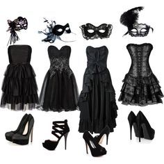 Black masquerade Masquerade Ball Black Dress, Masquerade Outfit Ideas Homecoming, Masquerade Plus Size Outfit, Black Dress Masquerade Outfit, Black Mascarade Dress, Masquerade Ball Costumes Halloween, Black Masquerade Dress Short, Halloween Ball Costume, Masquerade Halloween Costumes Women