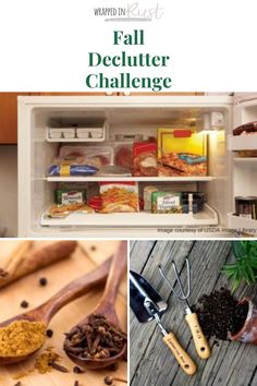 an open refrigerator filled with lots of food and cooking utensils on top of it