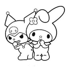 two cartoon characters are standing next to each other, one is holding the other's hand