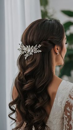 a woman wearing a bridal hair comb