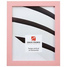 a pink frame with black and white stripes