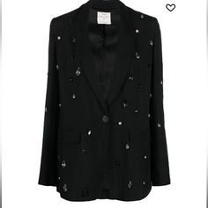 Forte Forte Crystal-Embellished Single-Breasted Blazer In Black New! Brand New In Plastic Cones With Hanger Xs ,S , And M Sizes Avail The Details Forte Forte Crystal-Embellished Single-Breasted Blazer A Classic Style With A Twist, This Blazer From Forte Forte Is Embellished With Glass Crystals All Over. Highlights Black Linen Blend Crystal Embellishment Classic Lapels Two Side Flap Pockets Long Sleeves Conscious: This Item Contains At Least 50% Low-Impact Materials, Which Are Certified Or Widely Embellished Blazers For Women, Embellished Blazer, Blazer For Women, Hooded Trench Coat, Designer Blazers, Abaya Designs, Blazer Designs, Abaya Fashion, Breasted Blazer