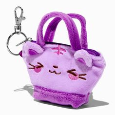 Claire's Purple Cat Mini Tote Bag Keychain Kawaii Purple Shoulder Bag For Everyday, Tote Bag Keychain, Purple Kawaii Bag For Daily Use, Purple Kawaii Shoulder Bag, Claire's Keychain, Purple Keychain Set, Saving Account, Bag Keychain, Purple Cat