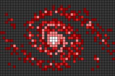 a cross stitch pattern with red flowers in the center on a black and gray background