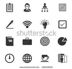 black and white business icons set