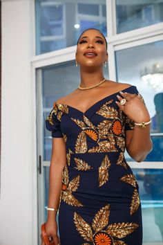 Off Shoulder Midi Dress, Midi Dress Navy, Navy Blue Midi Dress, Midi Dress Blue, Zipper Dress, African Print Dress, Ankara Dress, Dress Navy Blue, Navy Midi Dress