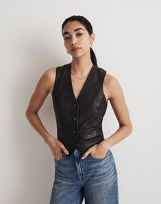 Leather Vest Leather Vest Outfit, Vest Outfits For Women, Women Leather Vest, Black Leather Vest, Leather Industry, Fall Styles, Fall Capsule Wardrobe, Vest Shirt, Vest Outfits