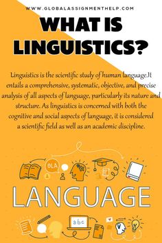 an orange background with black and white text that says what is linguisics?