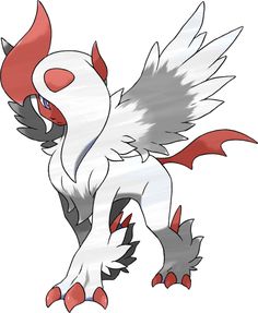 a white and red pokemon with wings