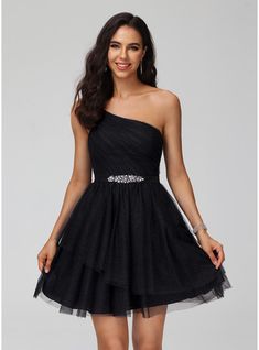 JJ's House Sequins Beading Tulle One Shoulder <=150 Spring Summer A-line Plus General Back Zip Little Black Dresses Simple Skater Dresses Black Height:5.8ft（176cm） Bust:32in（82cm）Waist:24in（61cm）Hips:35in（89cm） No Short Black Model Name:Katy  Height:5.7ft（173cm）  Bu. #JJ's House #Sequins #Beading #Tulle #OneShoulder #<=150 #Spring #Summer #Aline #Plus #General #BackZip #LittleBlackDresses #Simple #SkaterDresses #Black #No #Short #Black One Shoulder Homecoming Dress, Sequin Homecoming Dress, Black Homecoming Dress, Mini Homecoming Dresses, Tulle Homecoming Dress, Lace Homecoming Dresses Short, Two Piece Homecoming Dress, Dresses Homecoming, Lace Homecoming Dresses