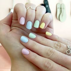 Pastal Nails, March Nail Colors, Pastel Rainbow Nails, March Nail, Nails Paint, Nails Rainbow, Popular Nail Colors