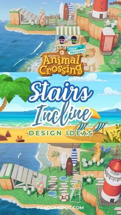 an animal crossing game is shown in two separate screens, with the title's image on