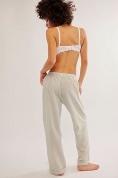 Not your boyfriend’s bottoms: these airy, so comfy sleep pants from Intimately are featured in a relaxed, PJ-style silhouette and charming searsucker fabrication for the most effortless look. **Fit:** Low-rise, relaxed **Features:** Lightweight searsucker fabrication, elastic waistband, double-breasted button closure **Why We | Cloud Nine Lounge Pants by Intimately at Free People in Green, Size: M Summer Relaxation Sweatpants With Elastic Waistband, Comfortable Summer Sweatpants For Relaxation, Comfortable Sweatpants For Summer Relaxation, Relaxed Cotton Sleep Pants, Comfortable Pants For Relaxation And Spring, Comfortable Spring Pants For Relaxation, Spring Relaxation Comfortable Pants, Cotton Wide Leg Sleepwear For Relaxation, Wide Leg Cotton Sleepwear For Relaxation