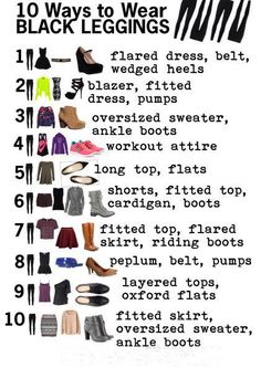 Ways To Wear Black Leggings, How To Have Style, 10 Ways To Wear, Style Chart, Quoi Porter, Workout Attire, Minimal Chic