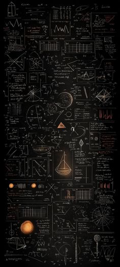 a blackboard with many diagrams on it