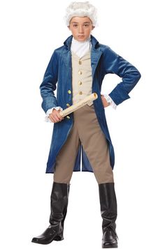 a young boy dressed as george washington