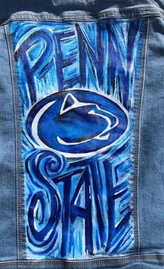 Penn State Jean Jacket, Penn State Clothes, Senior Festivities, Happy Valley Penn State, Penn State Game Day, College Jeans, Penn State Game, Clothes Videos, Painted Jean Jacket