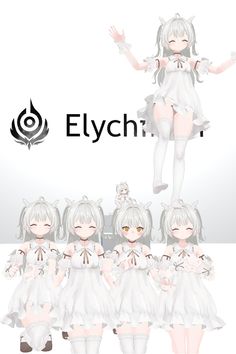 an anime character is standing in front of the eylch logo and four other characters